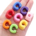 Colorful C-shaped acrylic loose beads for DIY jewelry making and phone charms - Letter C / 10 Pieces (16x20mm) / Random Mixed Colors