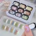 Professional iridescent 9-color 3D nail painting gel palette with aurora pearl effect - Aurora Veil / 9-Grid Solid Gel