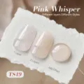 Détail de l'effet vernis à ongles gelée avec une et deux couches - Chuchotement Rose (TS19)