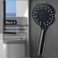 High-pressure matte black handheld shower head with seven spray modes for bathroom - American Shower Black