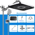 Details van de chromen doucheset onderdelen met 11 inch arm en 8 instellingen - Sterrenhemel 11 Inch Set / Zilver