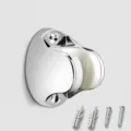 Detaillierte verchromte ABS-Duschkopfhalterung mit 5,5 cm Lochabstand und Montagematerial. - Halterung mit Bohrung (Hufeisen-Stil) / Silber