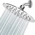 Polished stainless steel round rain shower head with high pressure water spray effect - Round With 15cm Arm / 8 Inch
