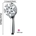 Chrome handheld shower head with a 4.53 inch wide head and a free Teflon tape roll - American Silver Single Shower Head / Single Head / Silver
