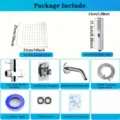 Complete stainless steel shower set components list including rainfall head and hose - 10-Inch Set / Silver