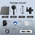 Comprehensive black stainless steel shower head set with rainfall and handheld heads - 8 Inch Black 5 Function Spray Gun Set