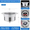 Universal stainless steel pop-up sink strainer and drain stopper for kitchen sink - Silver Style / Silver