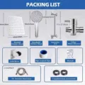 Stainless steel shower head set packing list including rainfall and handheld heads - 8 Inch Silver 5 Function Spray Gun Set