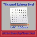Square 6-inch stainless steel rain shower head with 150mm width for bathroom shower - Silver / 6 Inch Rectangular