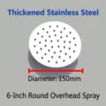Bathroom stainless steel 6 inch round rain shower head top spray with 150mm diameter - Silver / 6 Inch Round