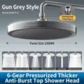 Professionele gunmetal grijze 230mm regendouchekop met 6 verstelbare straalstanden - 9 Inch 6-Functie Geweergrijs Stijl