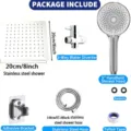 Complete stainless steel shower head set featuring 8-inch rain spray and handheld sprayer. - Set / 8 Inch Size / Silver