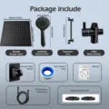 Complete matte black stainless steel shower set components with 12-inch head - 12 Inch Black 5 Function Spray Gun Set