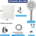 Comprehensive stainless steel shower head set with 10-inch overhead rain head and hose kit - Set / 10 Inch Size / Silver