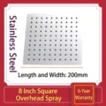 8 inch square stainless steel rain shower head 200mm bathroom high pressure sprayer - 8 Inch Square
