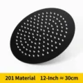 12-inch matte black stainless steel high pressure rain shower head for modern bathrooms - 12 Inch Round Black