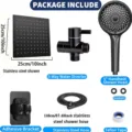 Complete matte black shower head set with 10 inch rainfall spray and handheld unit - Set / 10 Inch Size / Black