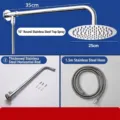 10-inch round stainless steel shower head set with horizontal rod and 1.5m hose. - 10-Inch Round Shower System (With Rod/T-junction/1.5m Hose)