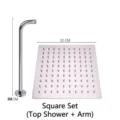 Modern stainless steel square rainfall shower head set with 30cm extension arm for bathroom - 8 Inch Square With 30cm Arm