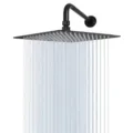Matte black stainless steel square rainfall shower head top spray for modern bathroom - 8 Inch Square Black With 30cm Arm