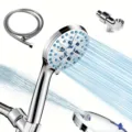 Premium chrome pressurized handheld showerhead set with hose and bracket for bathroom - American shower plating 1.5 meters hose American bracket