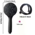 Set soffione doccia americano nero opaco con tubo da 146 cm e nastro in teflon incluso - Set Tubo Soffione Nero Americano