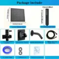 Complete matte black stainless steel shower set with rainfall and handheld shower heads - 6-Inch Set / Black