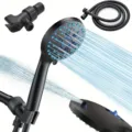 Matte black high pressure handheld shower head with hose and American bracket set - American Shower Black 1.5 m Hose American Bracket