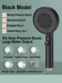 Black high pressure shower head with 6 spray modes and stop button - 5-Mode Adjustment Style / Black Spray Paint