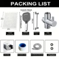 Full packing list for stainless steel shower set including rainfall and handheld heads - 10" / Silver