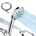 High-pressure handheld shower head with stainless steel hose in polished chrome finish - American shower plating 1.5 meters hose
