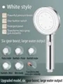 Professional high pressure white handheld shower head with 6 spray modes and one-key stop switch - 5-Mode Adjustment Style / Electroplated Silver
