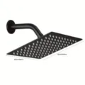 Black square stainless steel shower head 10 inch top spray rainfall bathroom nozzle - Square With 15cm Arm / 10" / Black
