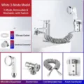 Witte 3-standen kraanverlenging douchekopset met een 1,5m flexibele spiraalslang - 3-Standen Witte Haarwas-set / Incl. Omsteller + Slang + Houder