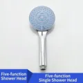 High-pressure chrome multi-functional handheld shower head with blue spray face - 5-Mode Shower Head Only / Silver