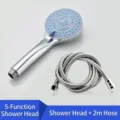 Handheld 5-mode high pressure shower head with 2m stainless steel hose bathroom sprayer set - 5-Mode Shower Head With 2m Hose / Silver