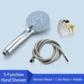 5-function handheld shower head set with 1.5m stainless steel hose and bracket - 5-Mode Shower Head Set With 1.5m Hose And Holder