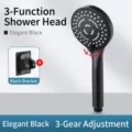 Elegant black handheld showerhead with 3-function spray modes and wall bracket set - Matte Black 5-Mode Shower Head With Drill-free Holder