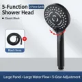 Elegant matte black 5-mode handheld shower head set with matching flexible hose - Matte Black 5-Mode Shower Head With 1.5m Hose