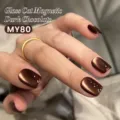 Dark chocolate magnetic cat eye nail gel polish in MY80 for retro autumn winter look - Dark Chocolate (MY80)