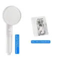 Filtered pressurized white shower head with stop switch and adhesive aluminum holder - Filtered Shower Head + Drill-free Bracket