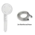 White high-pressure filtering shower head set with 2-meter stainless steel hose. - Filtered Shower Head + 2m Reinforced Hose