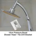 15cm pressurized hand-held shower head with no-drill adhesive bracket for bathroom - 15cm pressurized shower + non-perforated seat