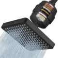 6-inch matte black square shower head with integrated multi-stage water filter combo - Square Black With Filter