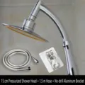 Premium 15cm pressurized chrome shower head set with 1.5m hose and adhesive bracket - 15cm pressurized shower +1.5 m encryption tube + non-perforated seat