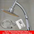 15cm pressurized shower head set including a 2m hose and a punch-free bracket - 15cm pressurized shower +2 m encryption tube + hole-free seat