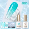 Coffret de vernis gel bleu Born Pretty effet ondulation de l'eau avec top coat été - Ensemble 2 Pièces 02 / Ensemble deux pièces