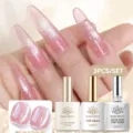 Set Born Pretty 3 gel da 15ml con top coat effetto goccia d'acqua e smalto occhi di gatto - Set di 3 pezzi / Stile 02