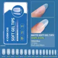 M-Oval matte soft gel nail tips available in 15 sizes, 300 pieces per blue storage box - Medium Oval / 300 Pcs