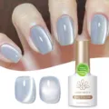 BORN PRETTY Ice Crystal Cat-Eye Gel Nail Polish in light blue grey shade for DIY manicure - Ice Blue (MY129)